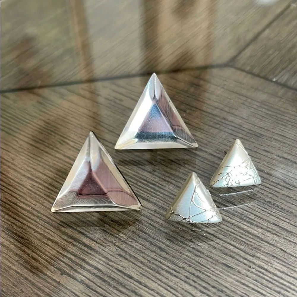 Vintage Mirror Geometric Pyramid Triangle Earrings